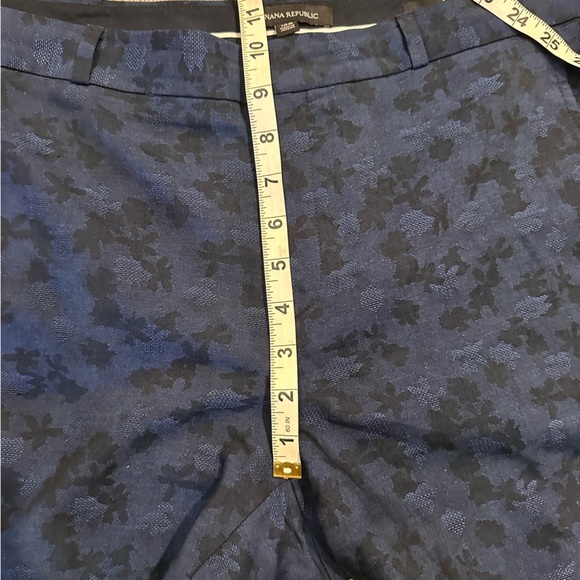 Banana Republic Cotton Wool Jacquard Ryan Pants Blue 12 Short Office Career - Picture 12 of 13